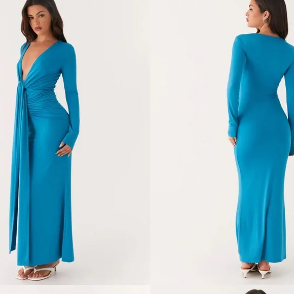 Peppermayo Exclusive - Miesha Long Sleeve Maxi Dress - Blue - Picture 2 of 3
